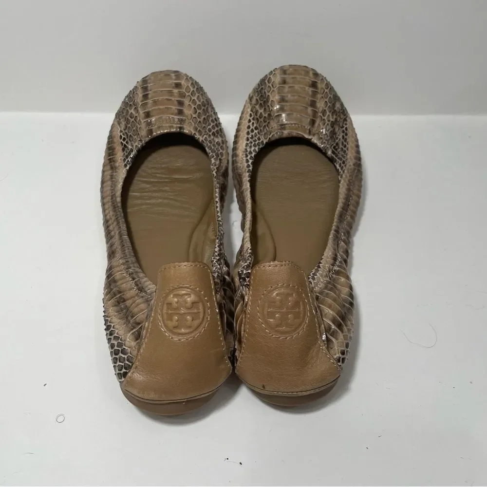 Tory Burch Taupe Snakeskin Ballet Flats - Picture 2 of 6